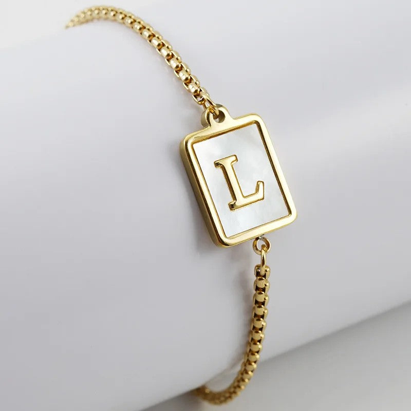 Square Initial Charm Bracelet