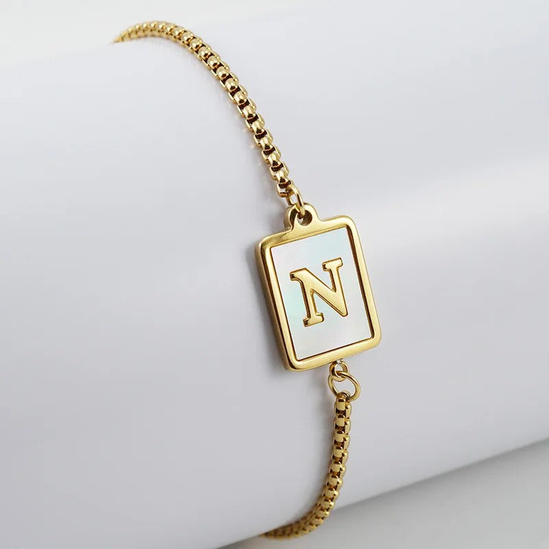 Square Initial Charm Bracelet