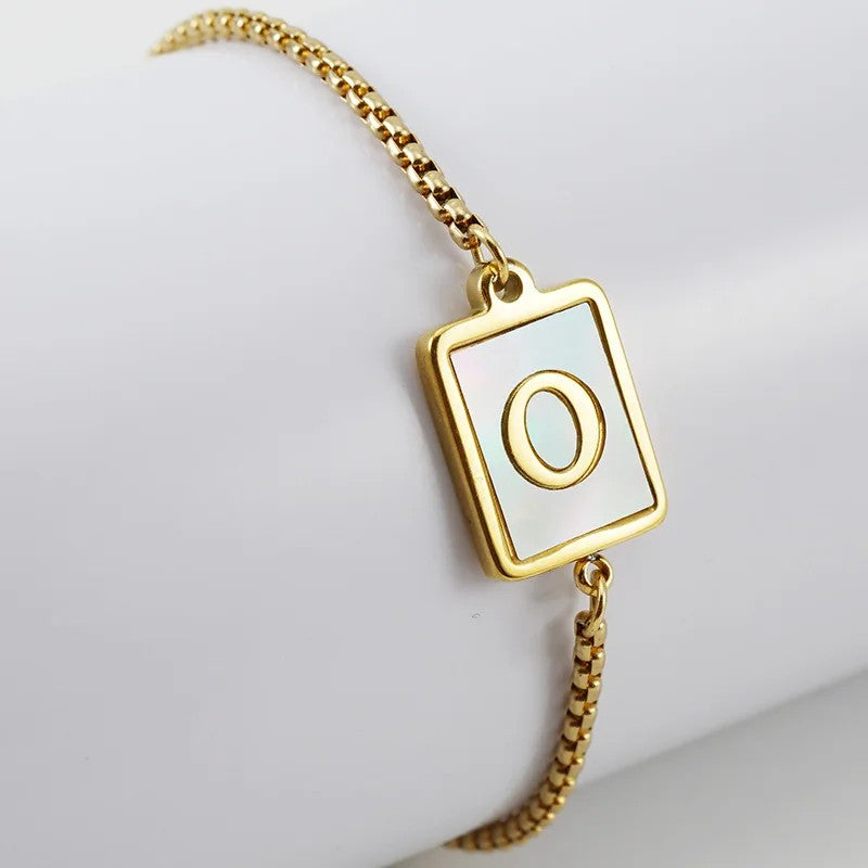 Square Initial Charm Bracelet