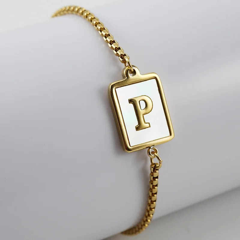 Square Initial Charm Bracelet