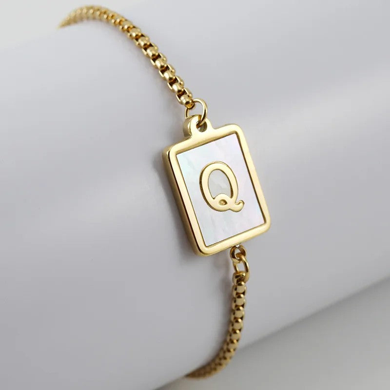 Square Initial Charm Bracelet