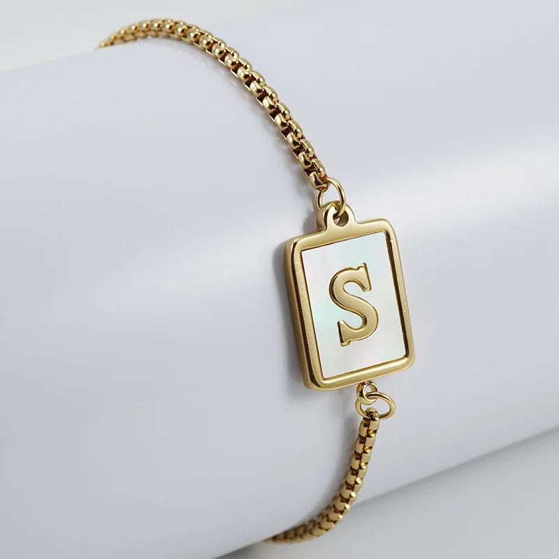 Square Initial Charm Bracelet