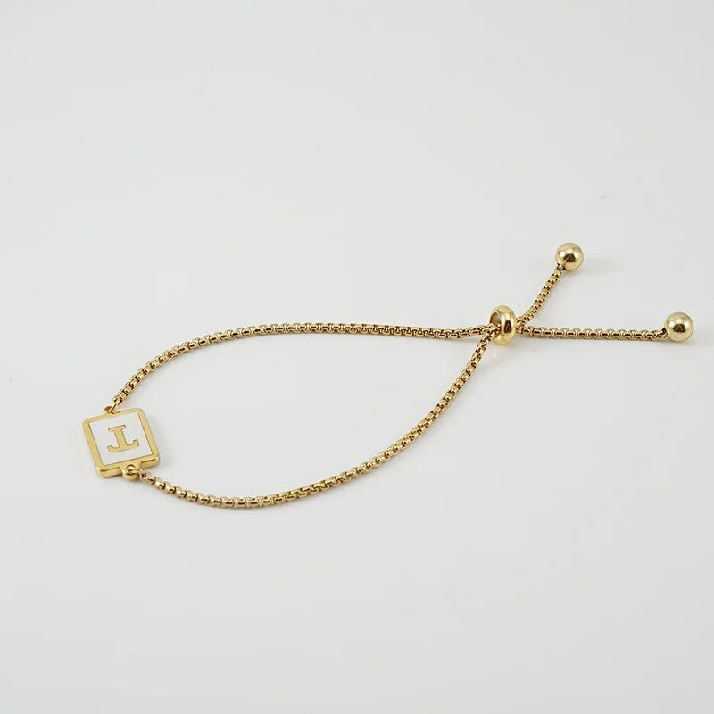 Square Initial Charm Bracelet