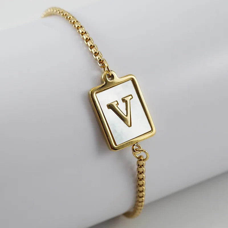 Square Initial Charm Bracelet