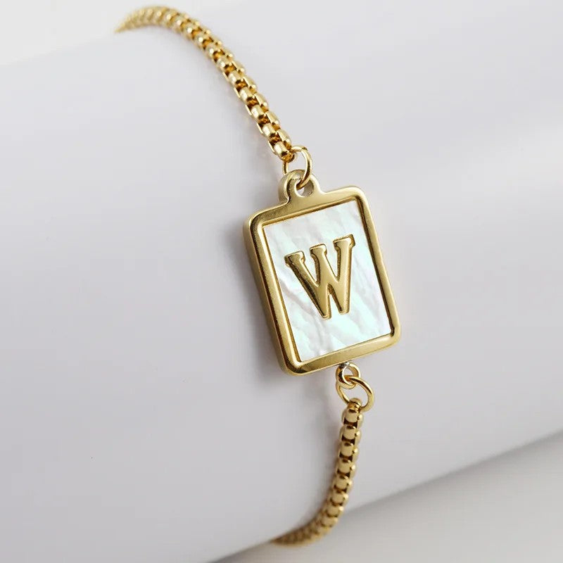Square Initial Charm Bracelet