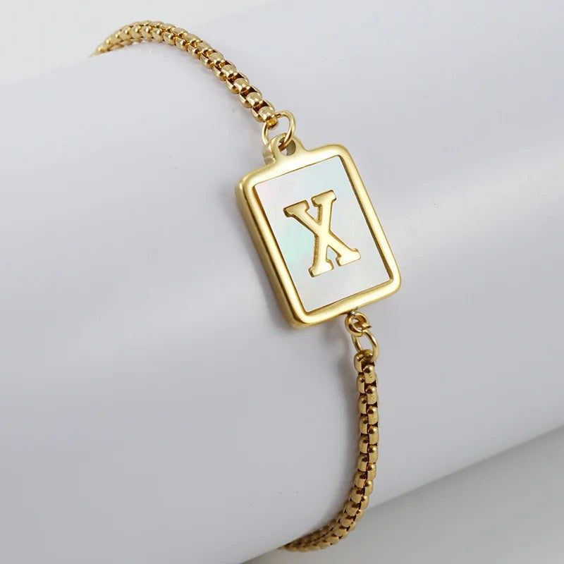 Square Initial Charm Bracelet