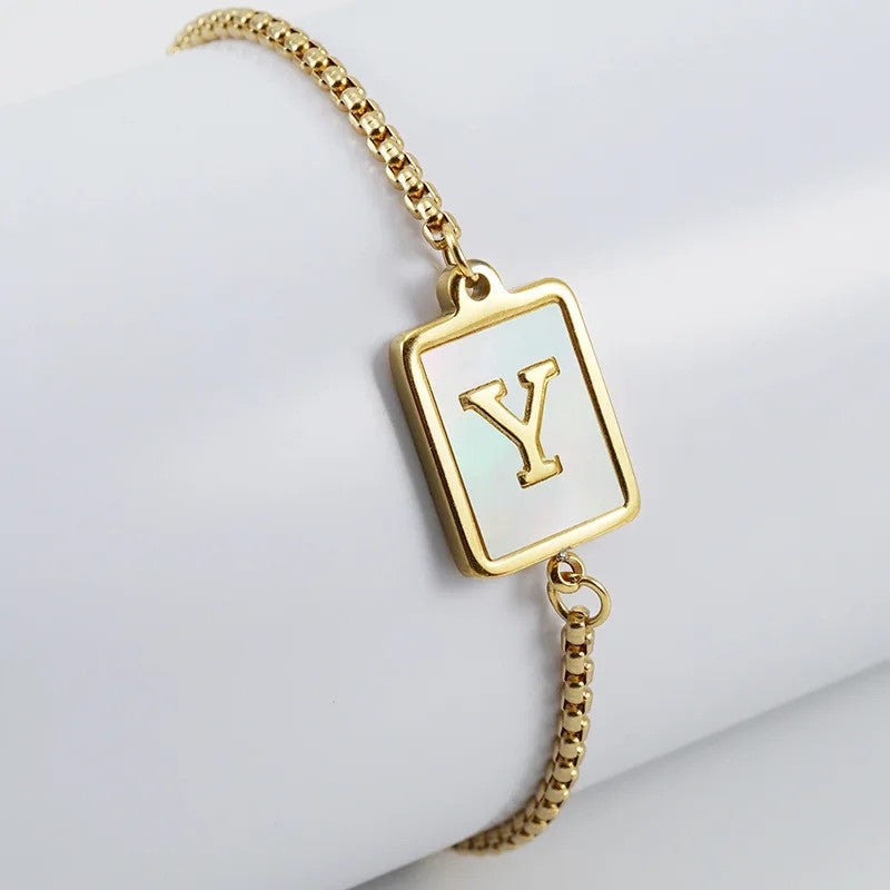 Square Initial Charm Bracelet