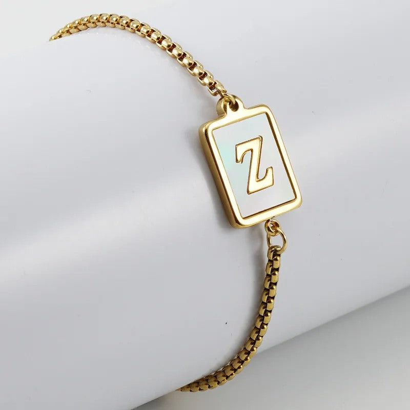 Square Initial Charm Bracelet
