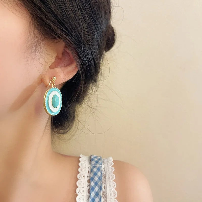 Turquoise Concentric Oval Statement Set