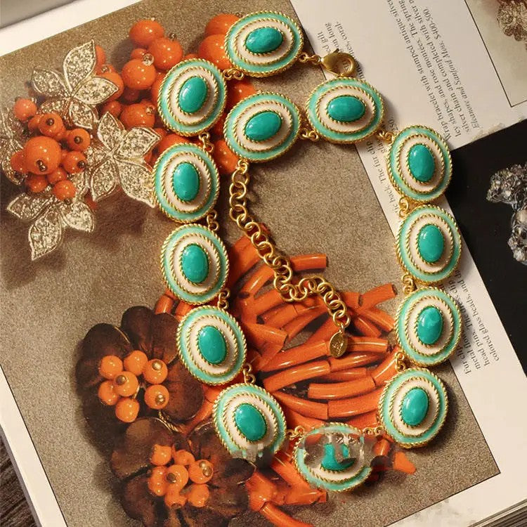 Turquoise Concentric Oval Statement Set