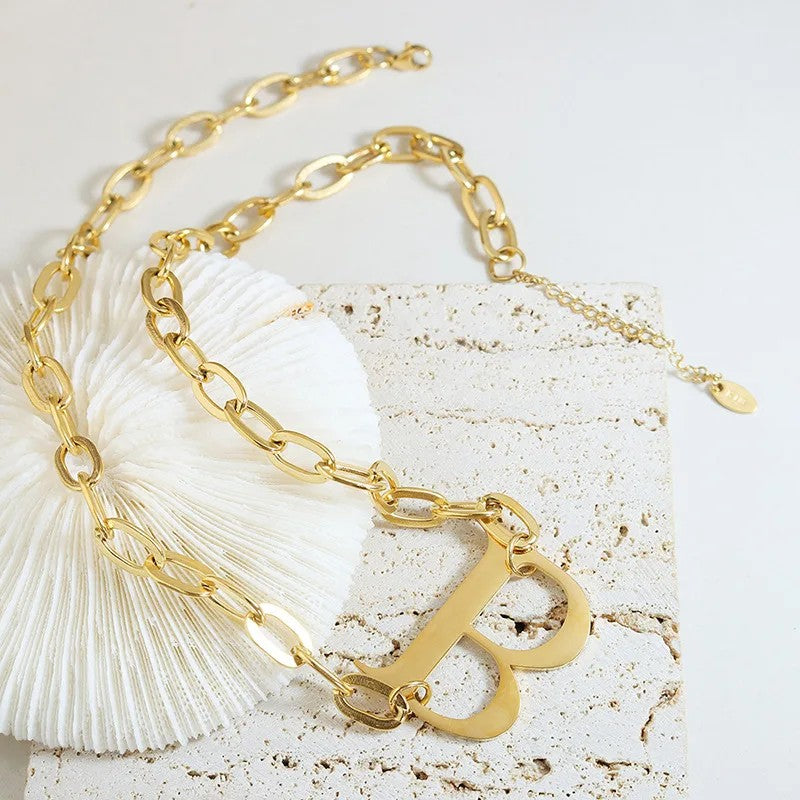Letter B Link Chain Necklace