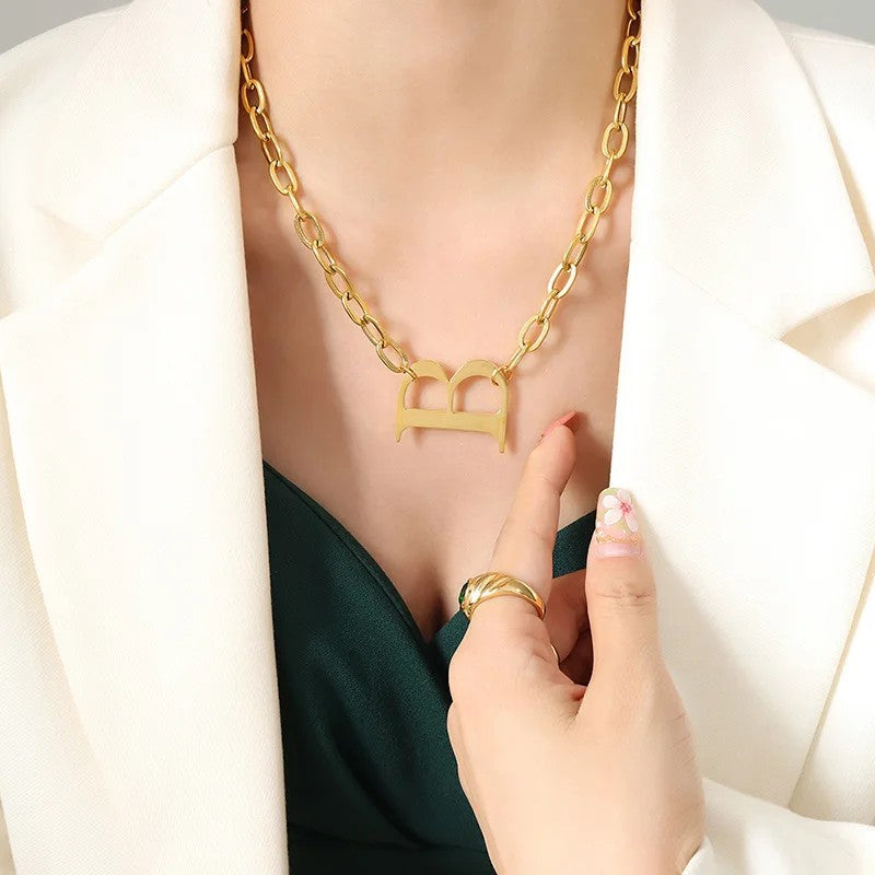 Letter B Link Chain Necklace