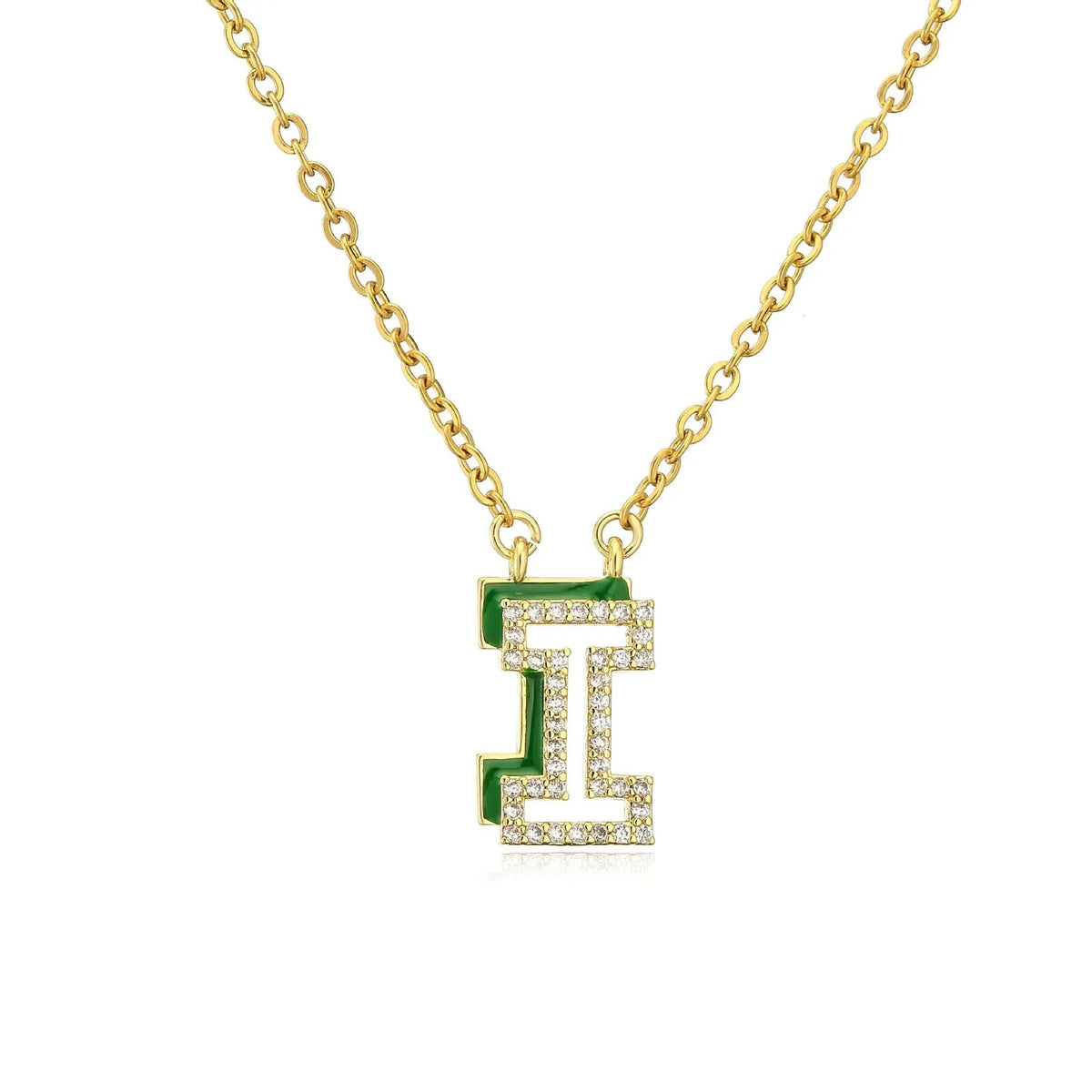 Enamel Crystal Initial Necklace