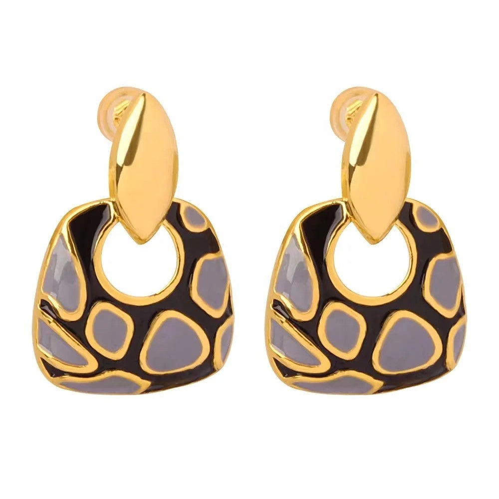 Enamel Leopard Drop Earrings