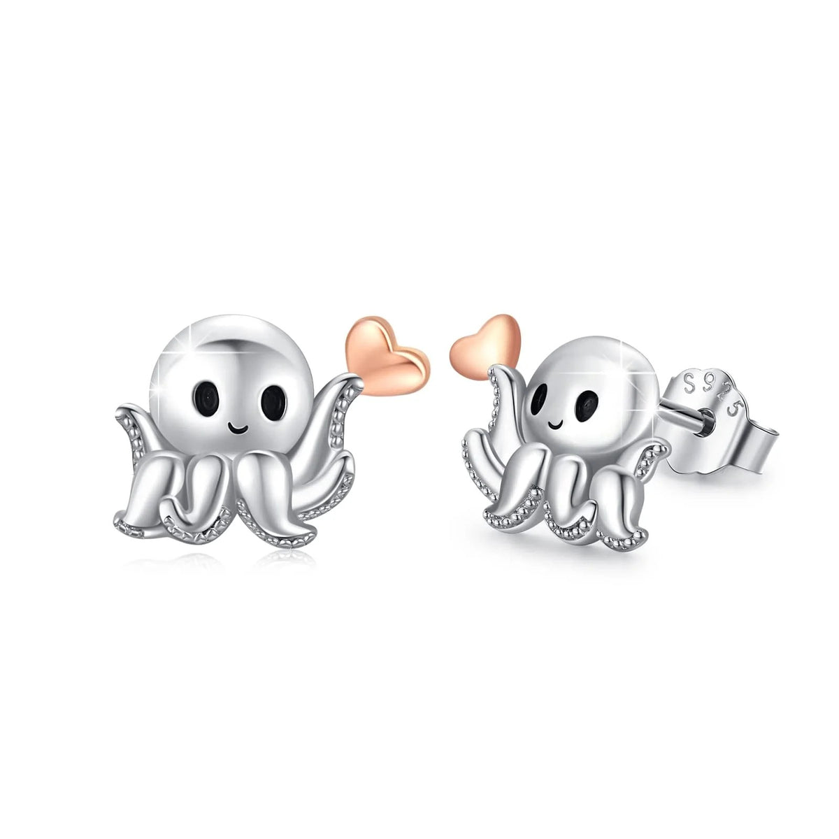 Octopus Heart Stud Earrings