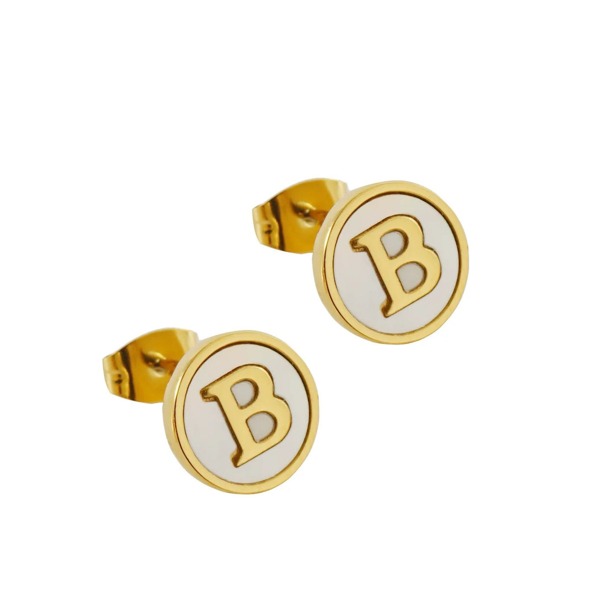 Mother of Pearl Initial Earrings