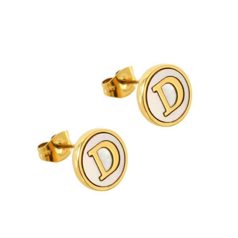 Mother of Pearl Initial Earrings