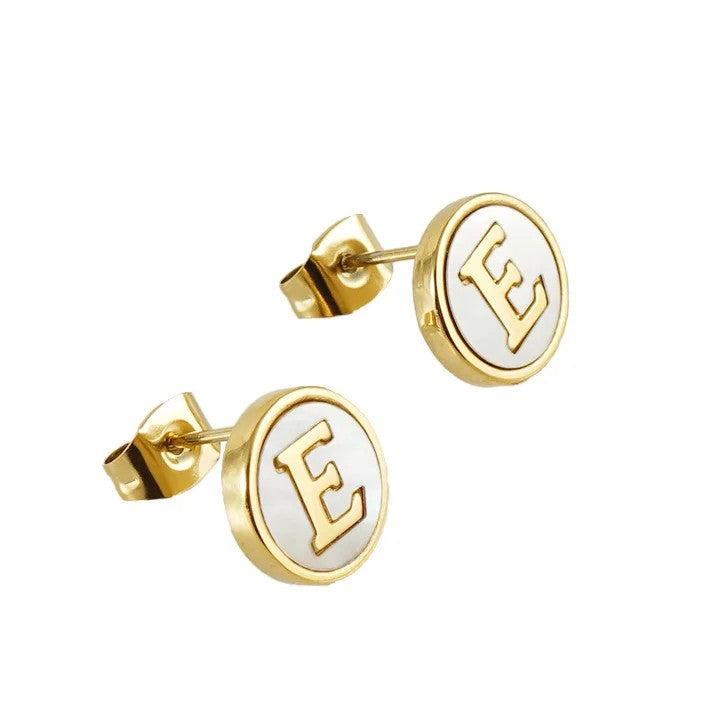 Mother of Pearl Initial Earrings