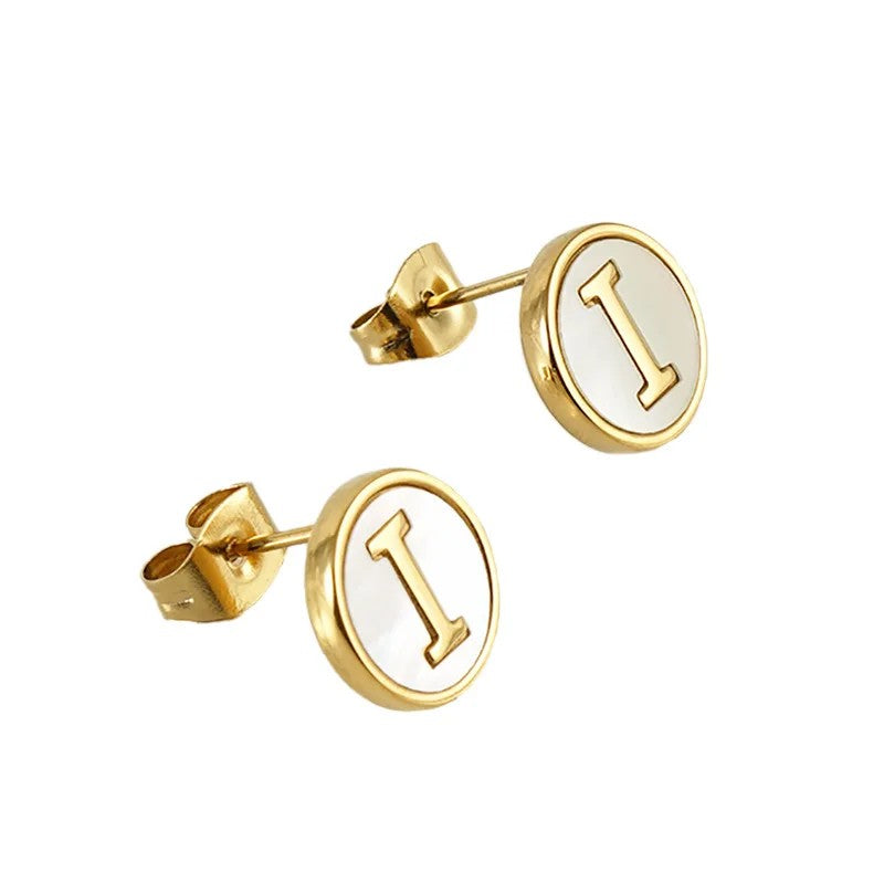 Mother of Pearl Initial Earrings