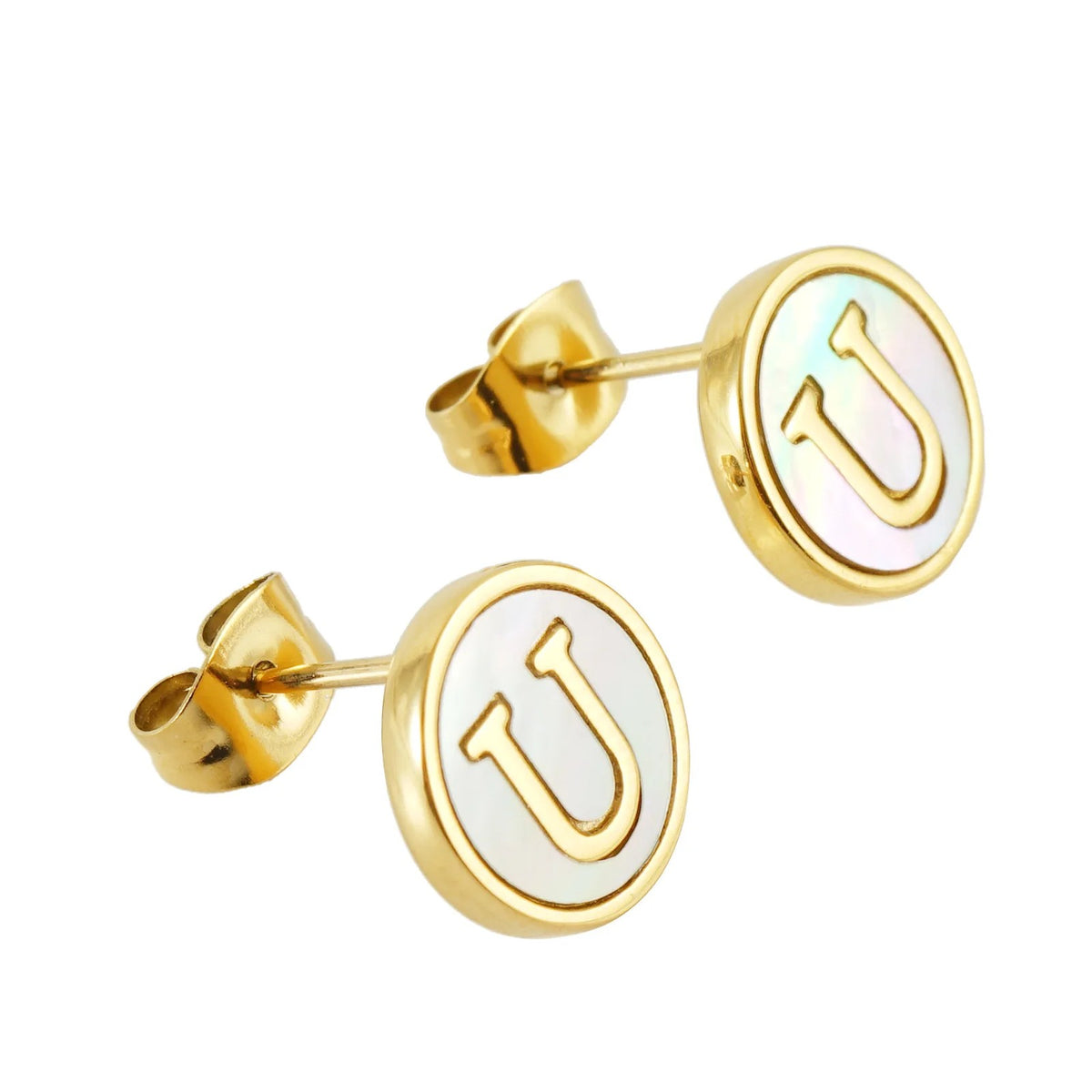 Mother of Pearl Initial Earrings