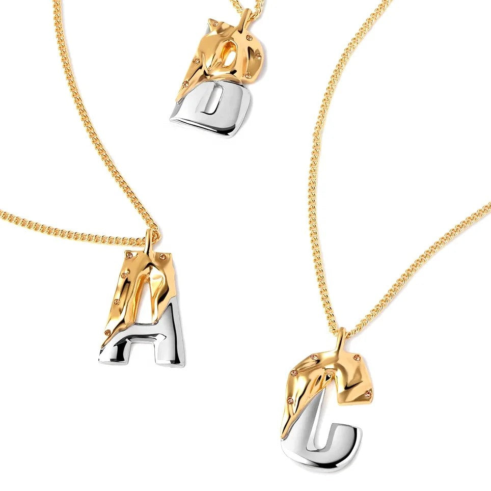 Two-Tone Folded Initial Necklace