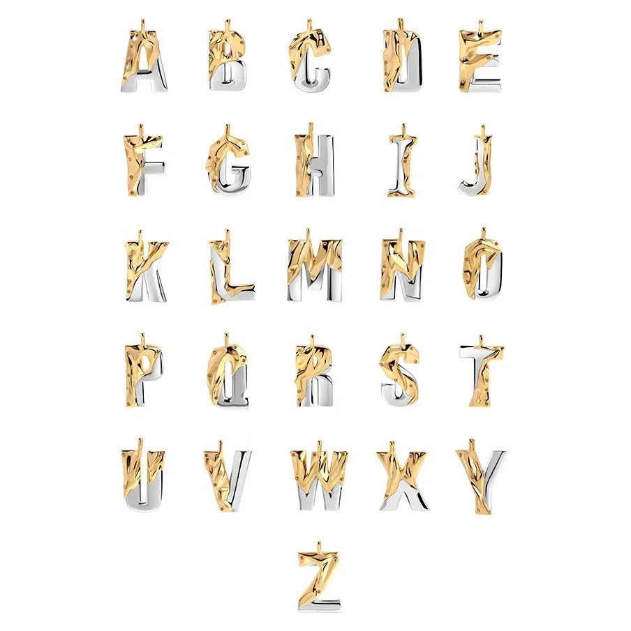 Two-Tone Folded Initial Necklace