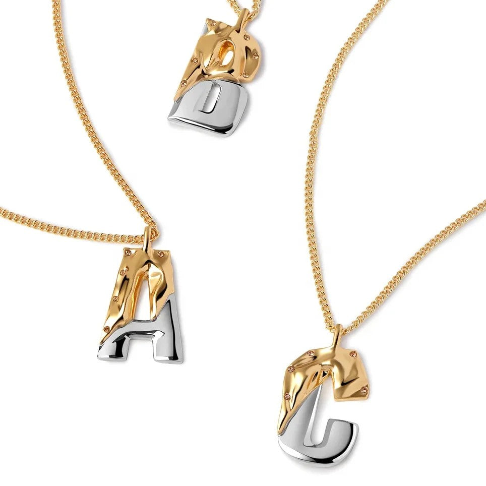 Two-Tone Folded Initial Necklace