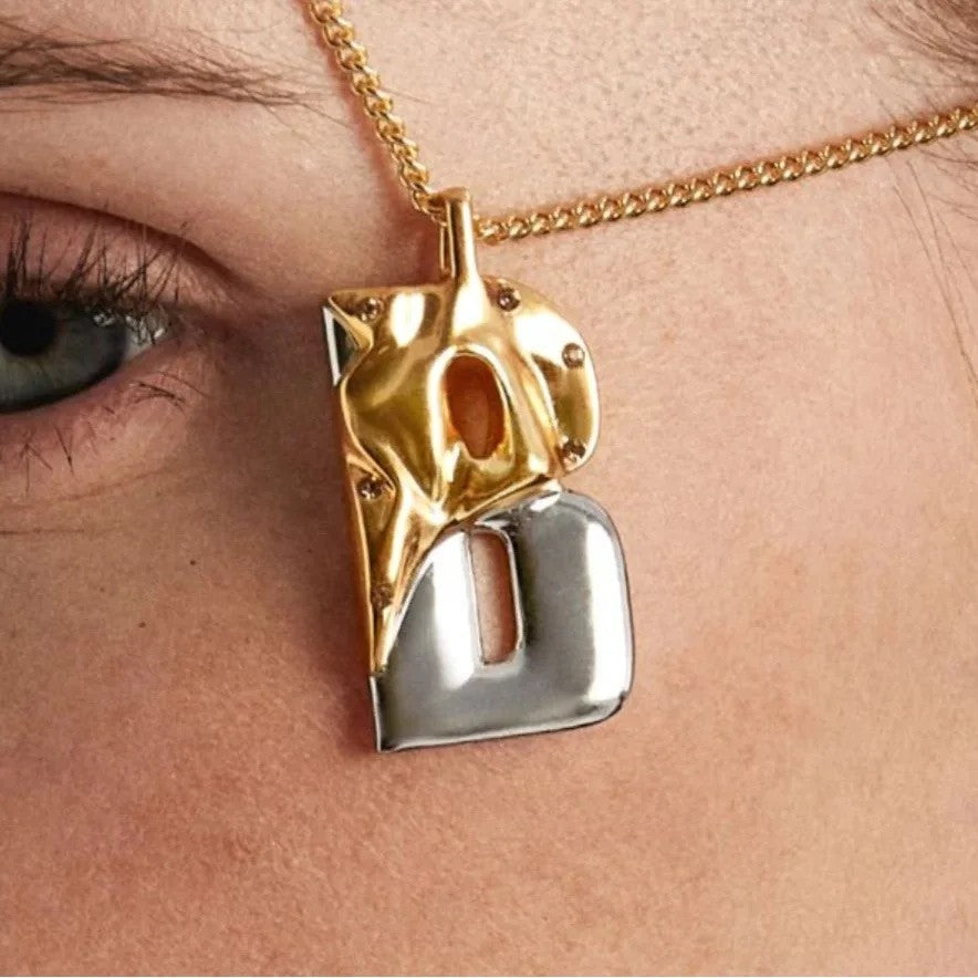 Two-Tone Folded Initial Necklace