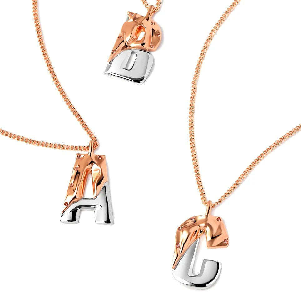 Two-Tone Folded Initial Necklace