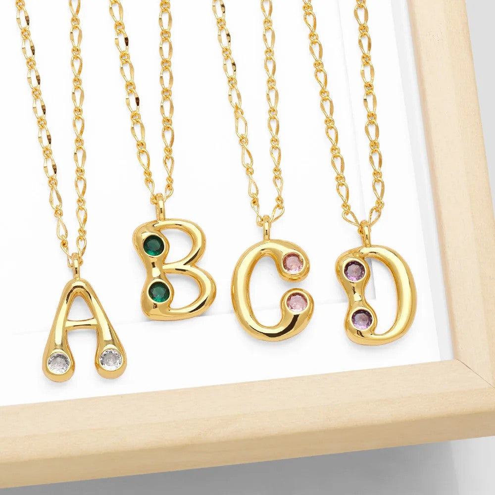 Zircon Accented Initial Necklace
