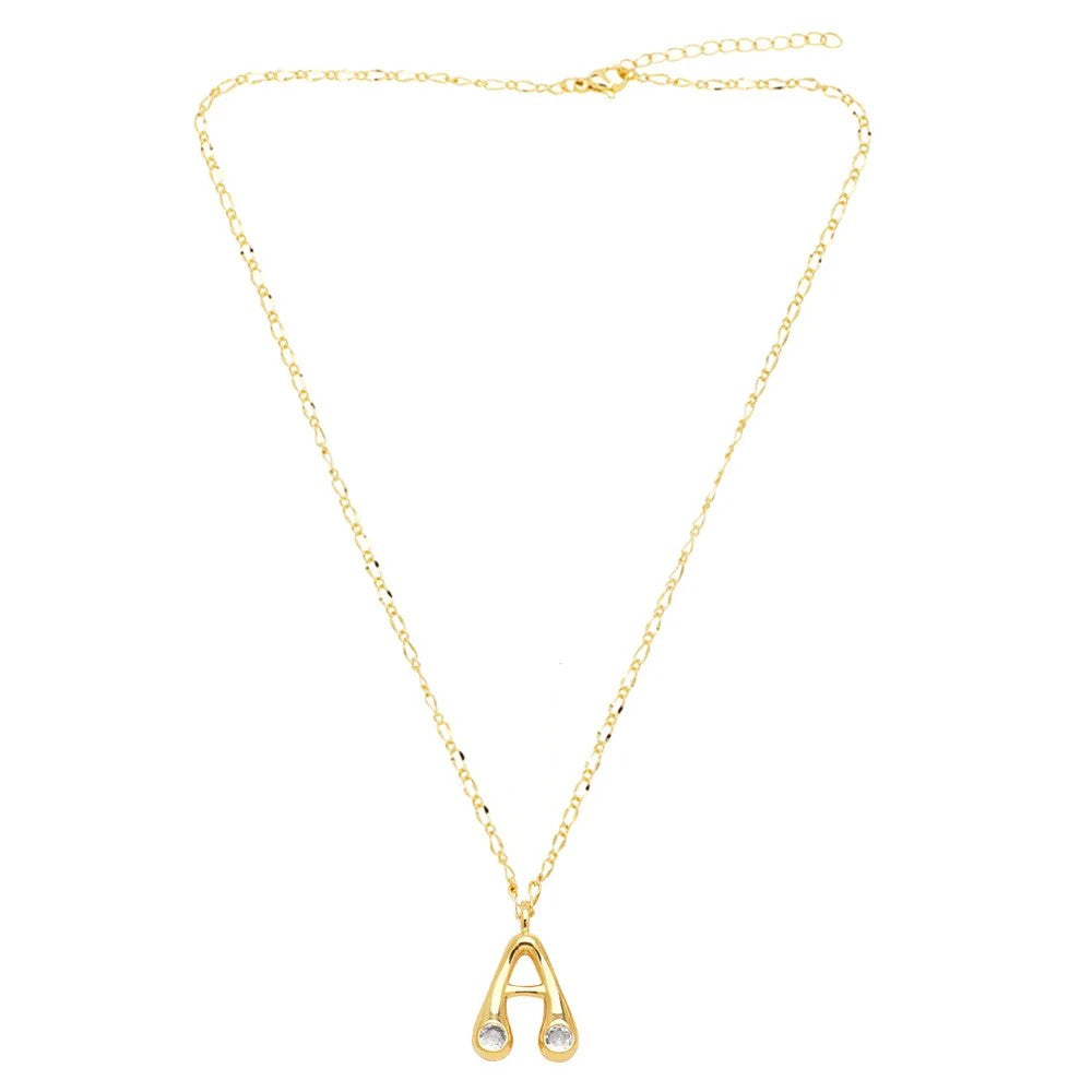 Zircon Accented Initial Necklace