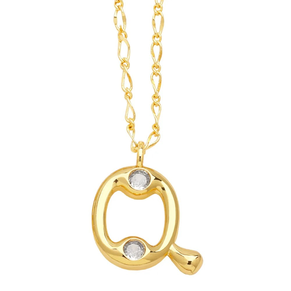 Zircon Accented Initial Necklace
