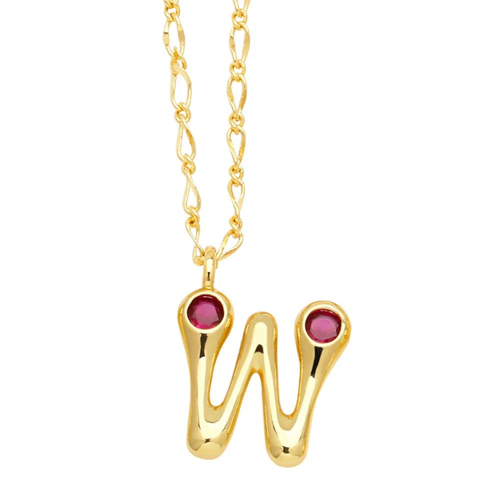 Zircon Accented Initial Necklace