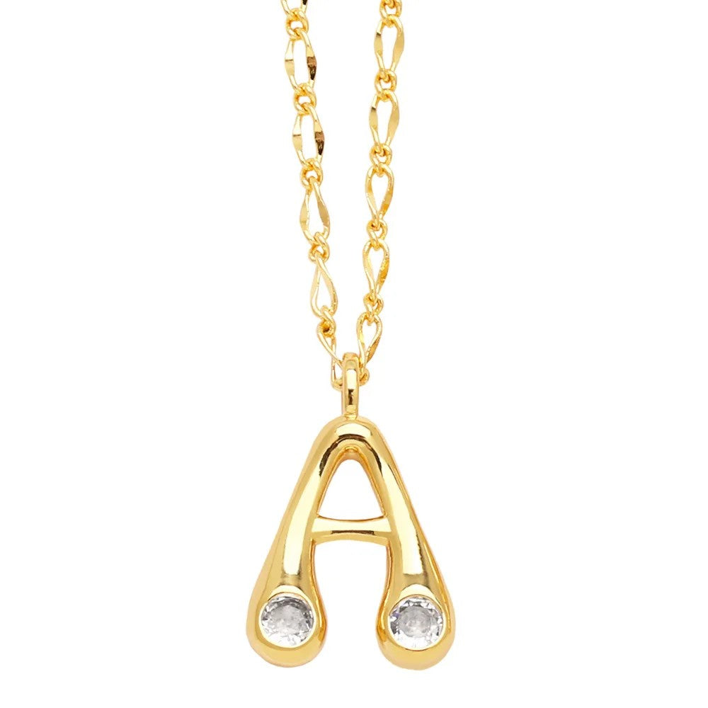 Zircon Accented Initial Necklace