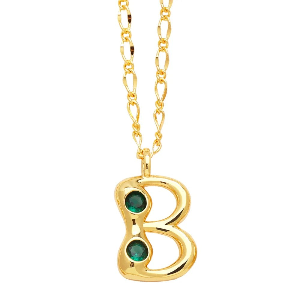 Zircon Accented Initial Necklace