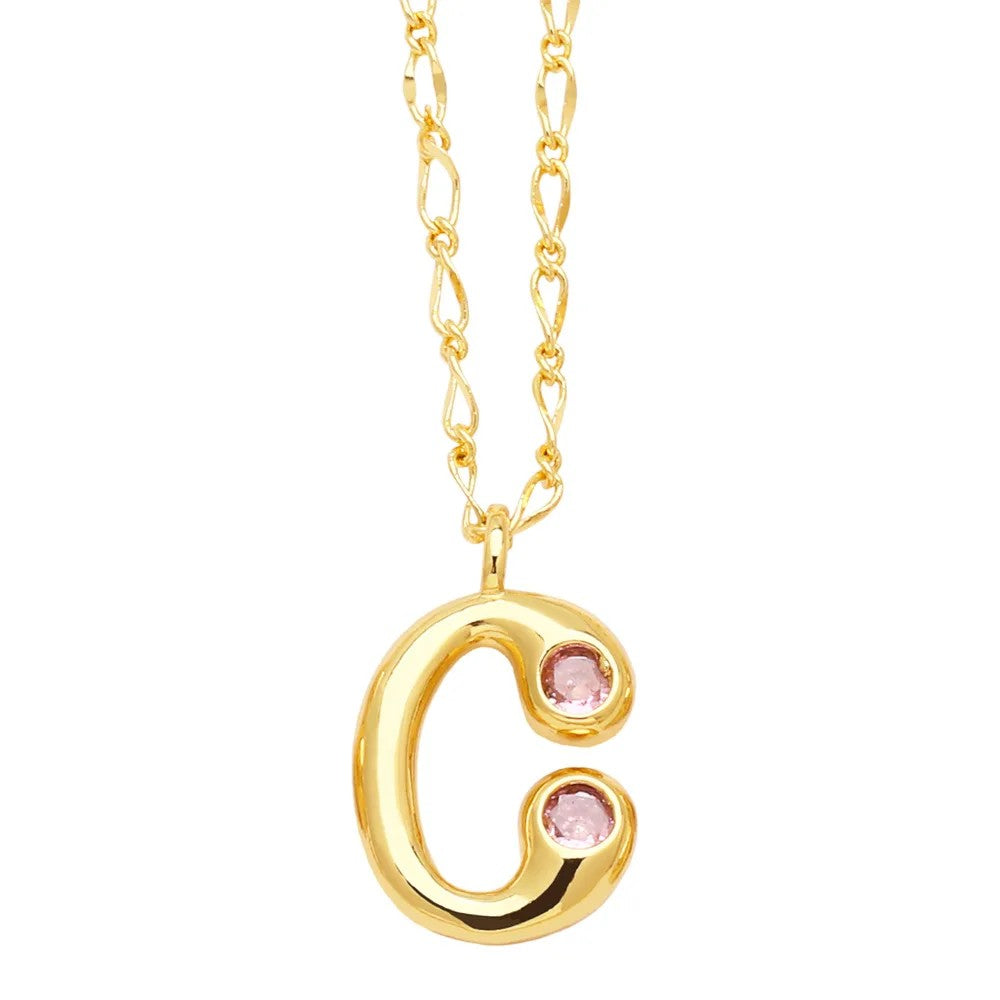 Zircon Accented Initial Necklace