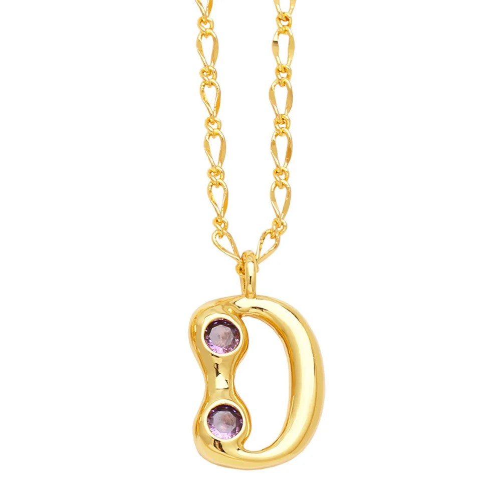 Zircon Accented Initial Necklace