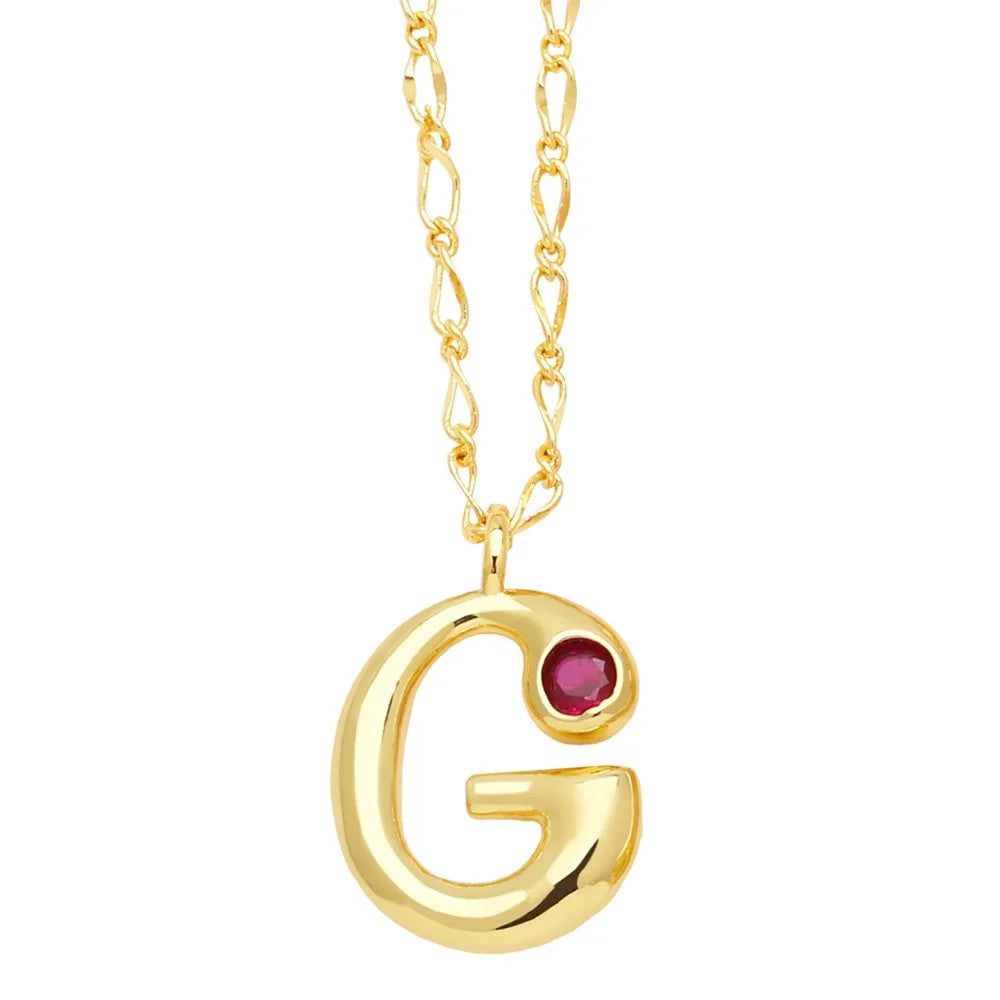Zircon Accented Initial Necklace