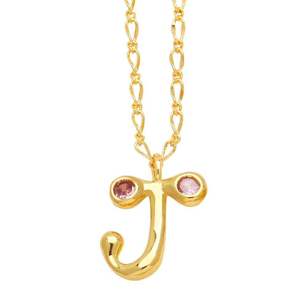 Zircon Accented Initial Necklace
