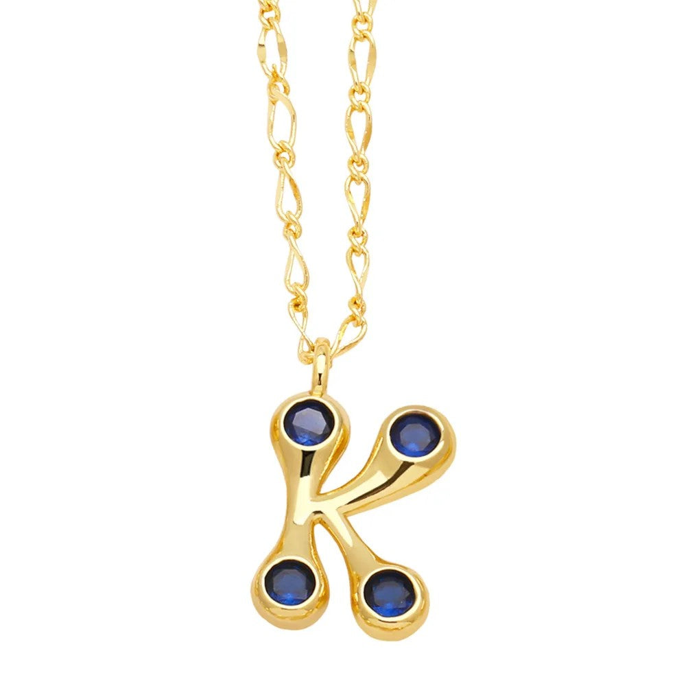 Zircon Accented Initial Necklace