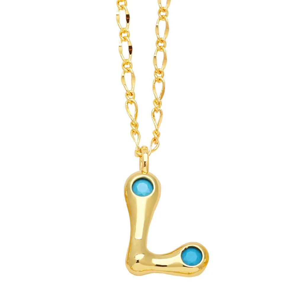 Zircon Accented Initial Necklace