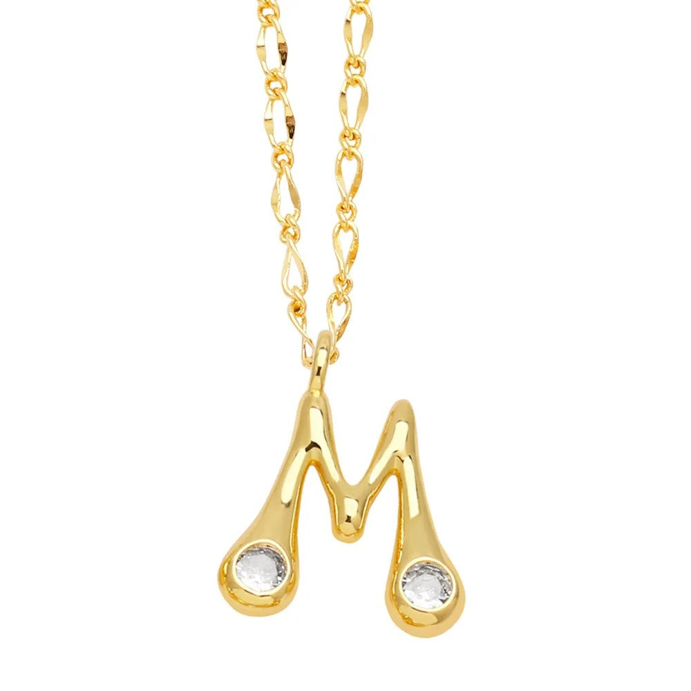 Zircon Accented Initial Necklace