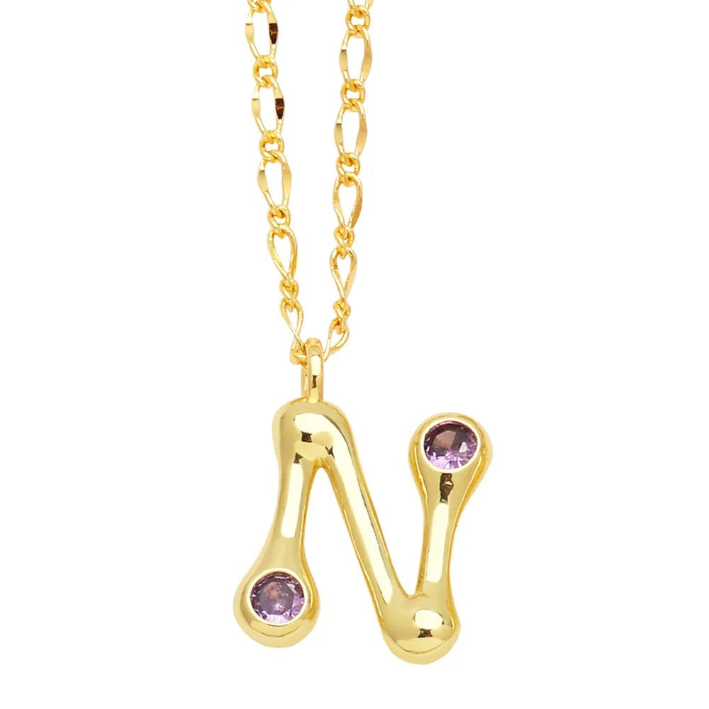 Zircon Accented Initial Necklace