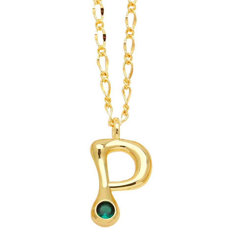 Zircon Accented Initial Necklace