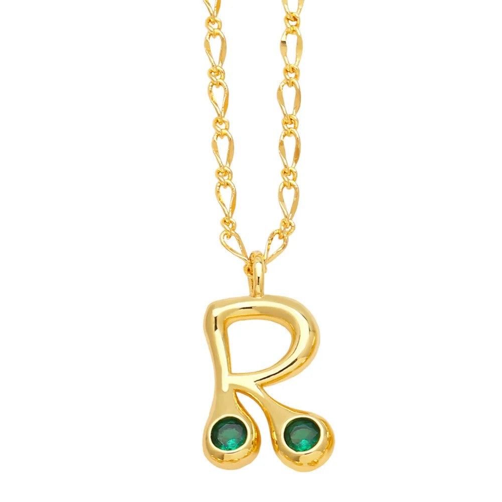 Zircon Accented Initial Necklace