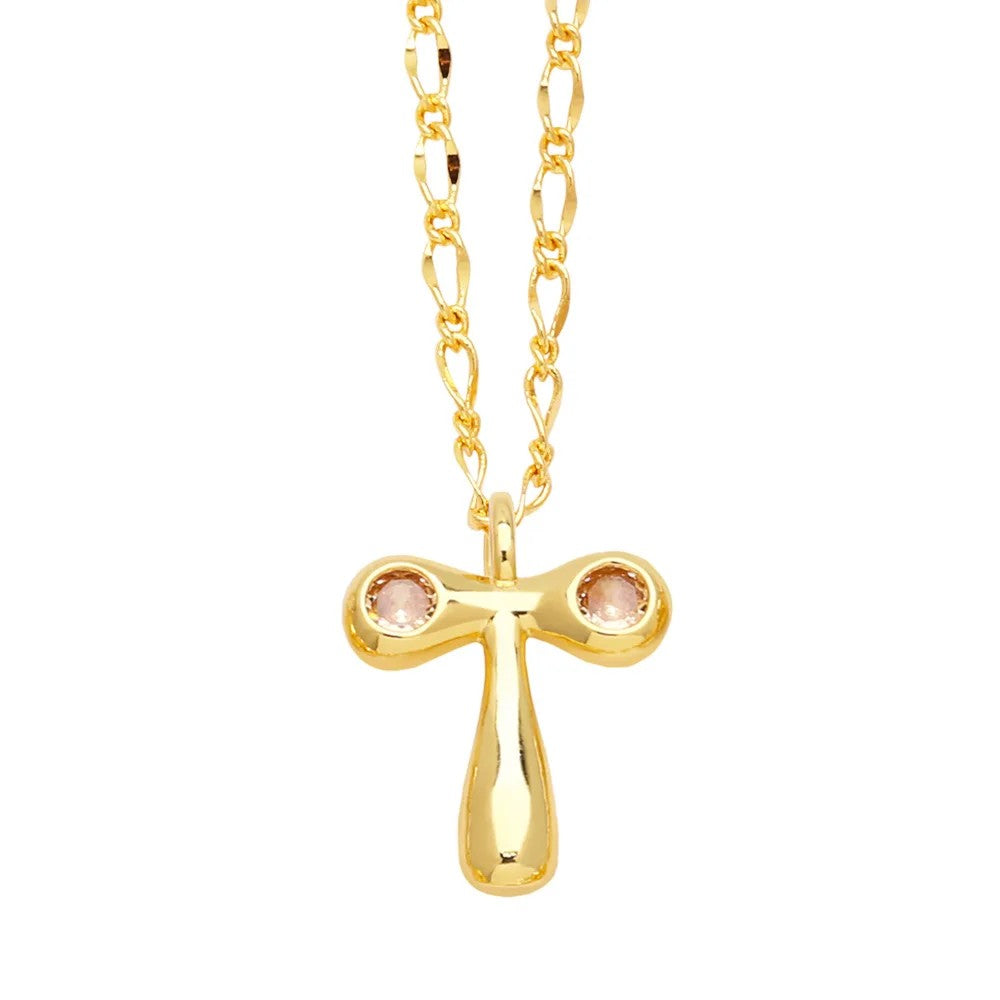 Zircon Accented Initial Necklace