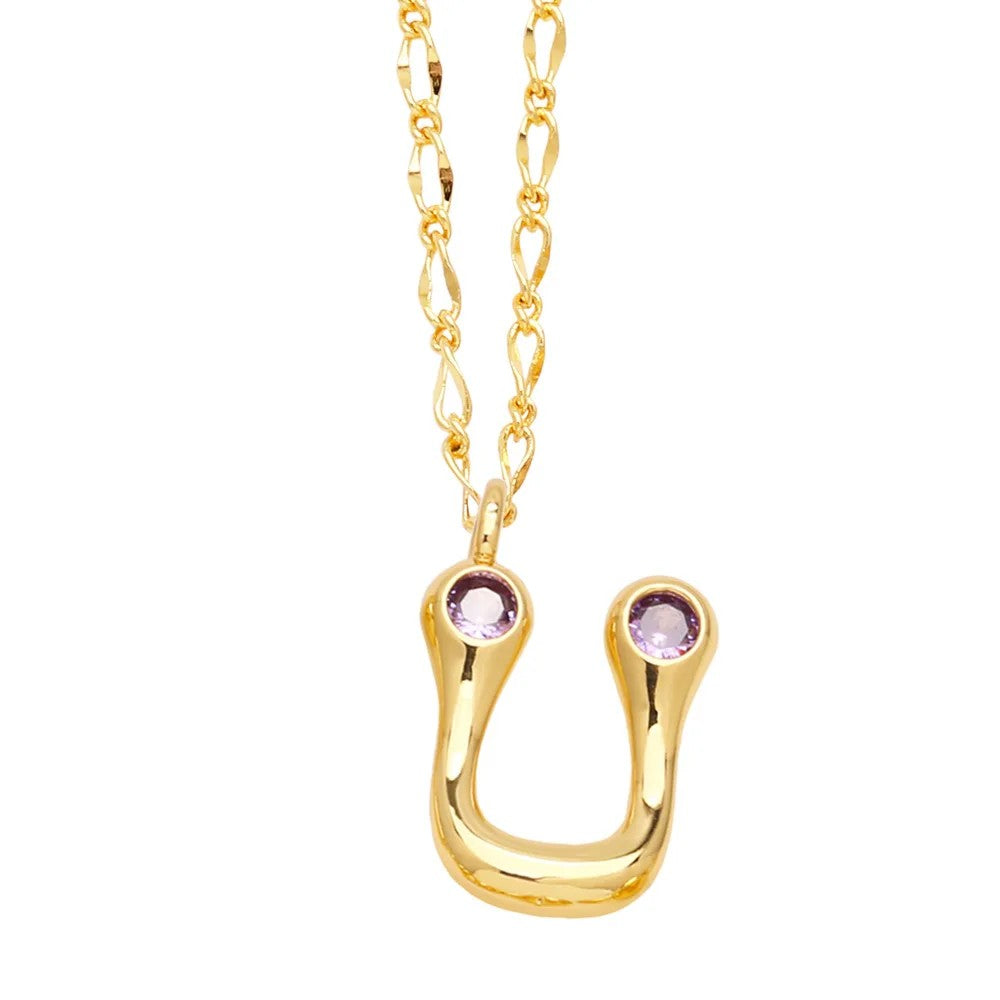Zircon Accented Initial Necklace