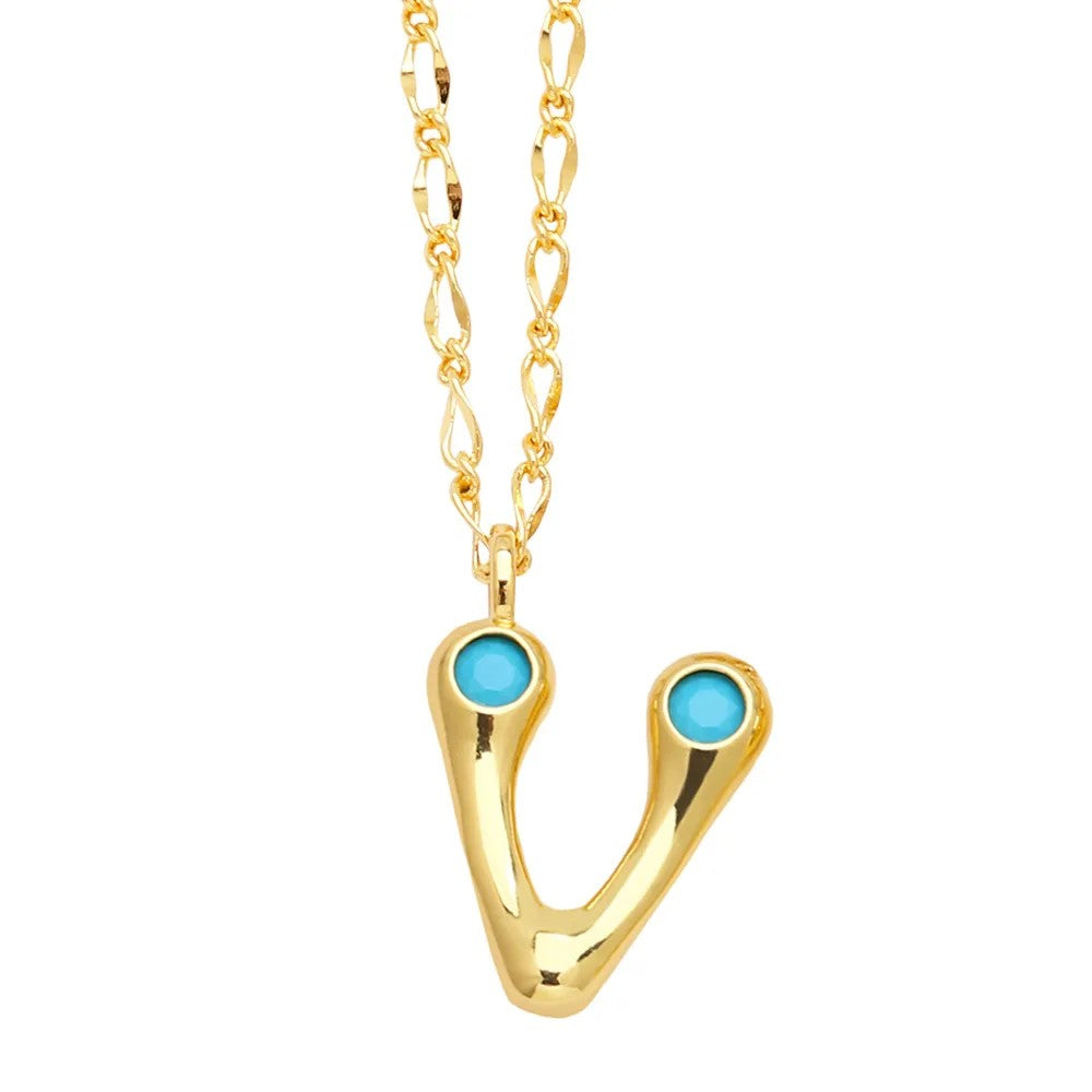 Zircon Accented Initial Necklace