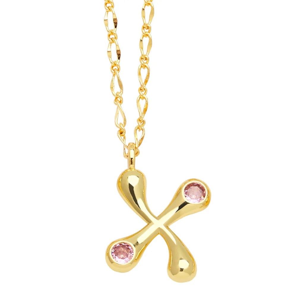 Zircon Accented Initial Necklace