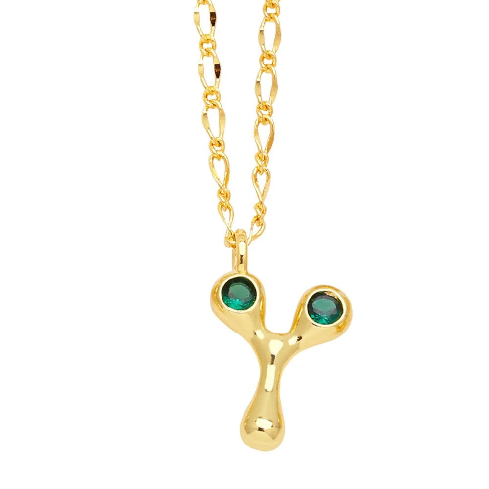 Zircon Accented Initial Necklace
